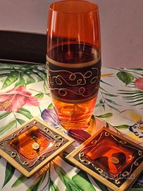 set vaso + svuotasche abbinati in vetro