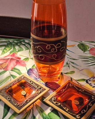 set vaso + svuotasche abbinati in vetro