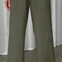 Pantaloni a gamba larga verde militare donna