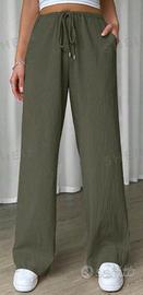 Pantaloni a gamba larga verde militare donna