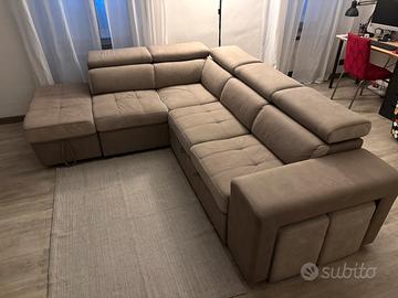 Divano letto angolare con pouf contenitore