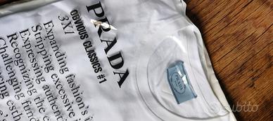 t shirt cotone bianco Prada donna