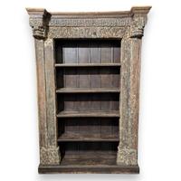 LIBRERIA CON PORTALE INDIANO ANTICO INTAGLIATO