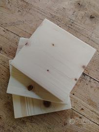 Tavola quadrotti legno set 3 pezzi 14,5 x15 circa 