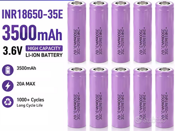 n.10 Batterie INR18650-35E 3500mAh 3.6-3.7V
