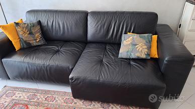 divano 4 posti in vera pelle ROSINI nero