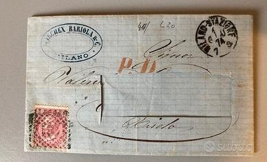 busta con francobollo 40  c. rosa carminio