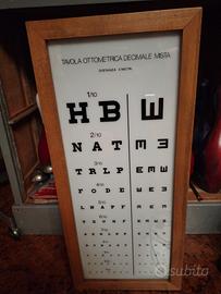 tavola optometrica anni 70 vintage 