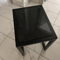 Tavolino/comodino in ferro e marmo nero