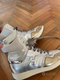 Hogan in pelle argento e oro