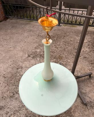 Lampadario in vetro celeste