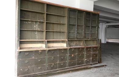 VECCHIA CASSETTIERA FARMACIA LIBRERIA 4 metri