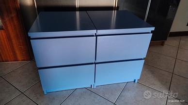 Coppia comodini Ikea Malm azzurri