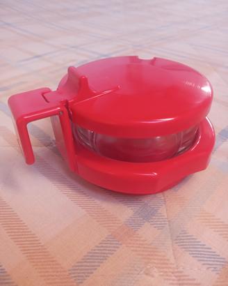 Formaggiera Vintage rossa vetro e plastica 