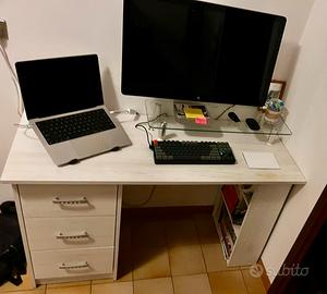 Scrivania 120x50, con cassetti e mini libreria