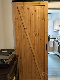 Porta scorrevole legno massiccio con binario