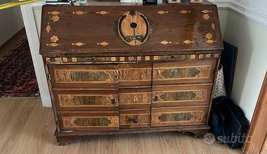 Mobile Ribalda/Secretaire antico intarsiato- 127cm