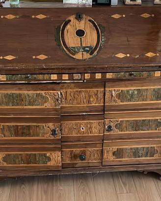 Mobile Ribalda/Secretaire antico intarsiato- 127cm