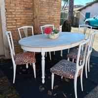 set tavolo massello ovale allungabile e 6 sedie 