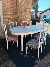 set tavolo massello ovale allungabile e 6 sedie 