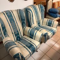 Poltrone retró style vintage damascata verde crema