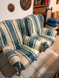 Poltrone retró style vintage damascata verde crema