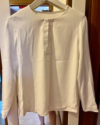 Blusa bianca collo coreano MANGO