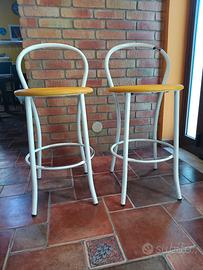 Sgabelli bar stile Thonet bianchi con seduta giall