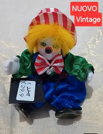 pagliaccio Clown Bambola Ceramica Vintage90 Nuova 