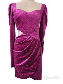 Vestito Donna Velluto Viola Strass Cut-Out Maniche