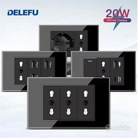 DELEFU Vetro temperato nero Italia USB TypeC Presa
