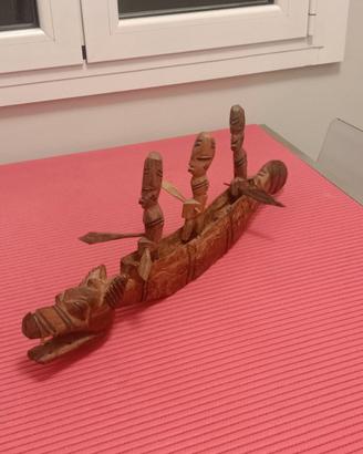 BARCA DRAGO ARTE POPOLARE AFRICANA IN LEGNO