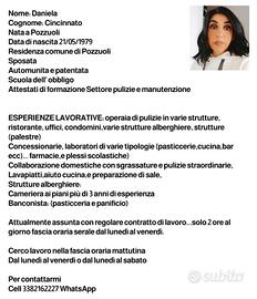operaia di pulizie 