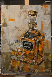 quadro moderno astratto, botiglia  jack daniel's