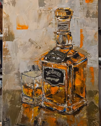 quadro moderno astratto, botiglia  jack daniel's