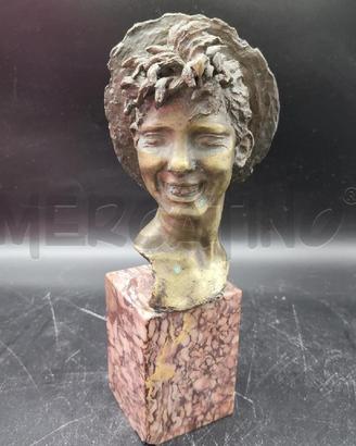 SCULTURA IN BRONZO SCUGNIZZO NAPOLETANO BASE MARMO