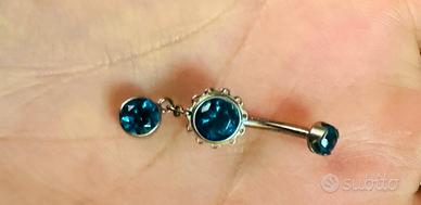 Piercing Ombelico Titanio Zircone Swarovski® Blu