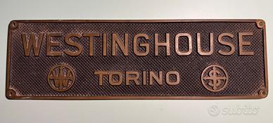 Targa ottone Westinghouse Torino Villarboito