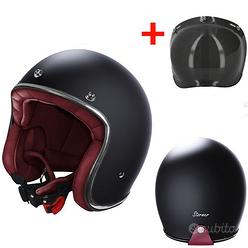 CASCO JET VINTAGE MOTO STORMER NERO + VISIERA FUME
