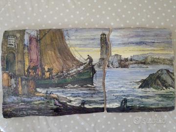 Quadro in Terracotta'Il porticciolo' di Grimaldi M