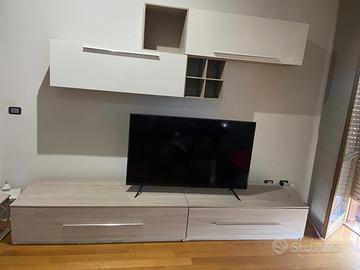 Parete attrezzata rovere chiaro e bianco