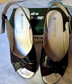 SANDALI DONNA CONFORT VERNICE NERA