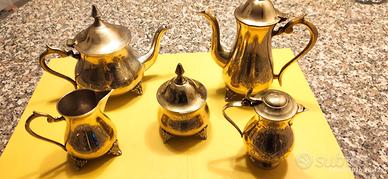 set tè e caffè 5 elementi in epns con decorazioni 