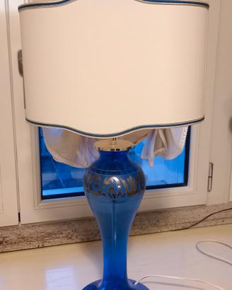 Lampada da tavolo in vetro di Murano blu