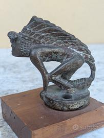 statuetta bronzo mascotte auto nativo americano 