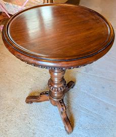 Tavolino rotondo stile classico in legno massiccio