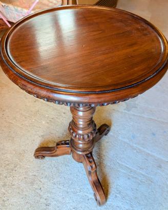 Tavolino rotondo stile classico in legno massiccio