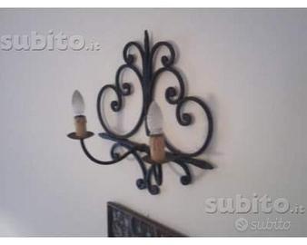 Portalampada applique in ferro forgiato a mano
