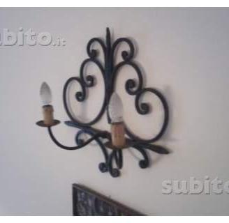 Portalampada applique in ferro forgiato a mano