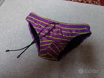 Costume Slip Uomo Viola/Verde Righe Gallo